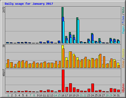 Daily usage for January 2017